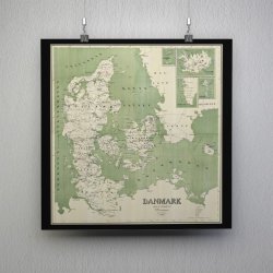 Danmarkskort 1880-85 - Skolekort af F. Christiani - Plakat