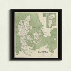 Danmarkskort 1880-85 - Skolekort af F. Christiani - Plakat