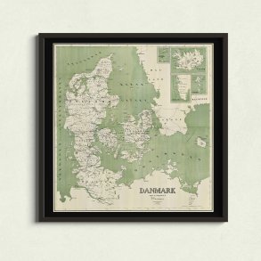 Danmarkskort 1880-85 - Skolekort af F. Christiani - Plakat