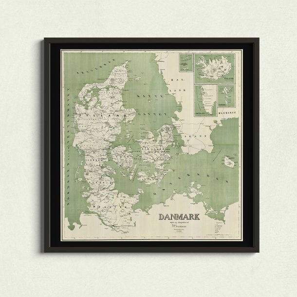 Danmarkskort 1880-85 - Skolekort af F. Christiani - Plakat