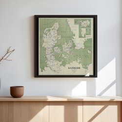 Danmarkskort 1880-85 - Skolekort af F. Christiani - Plakat