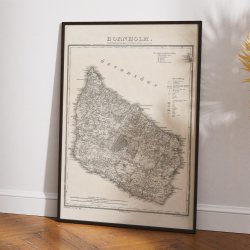 Kort over Bornholm 1883 - Herredsinddeling