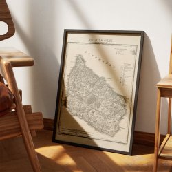 Kort over Bornholm 1883 - Herredsinddeling