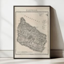 Kort over Bornholm 1883 - Herredsinddeling