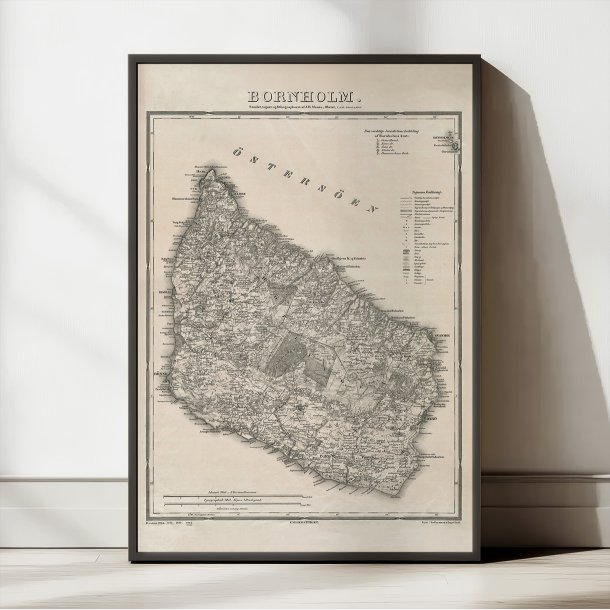 Kort over Bornholm 1883 - Herredsinddeling