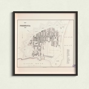 Kort over Fredericia 1858 - Bykort af J. P. Trap