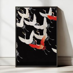 Flyvende Kraner 1910 - Japansk Tekstilkunst