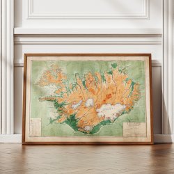 Island 1928 - Landekort - Plakat