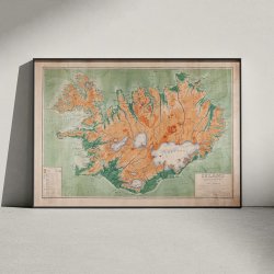 Island 1928 - Landekort - Plakat