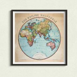 stlige Halvkugle 1900 - Geografisk Kort