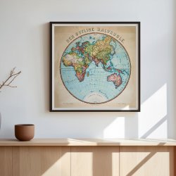 stlige Halvkugle 1900 - Geografisk Kort