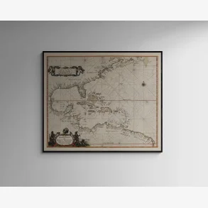 Vestindien 1675 - SKort - 60x50 cm