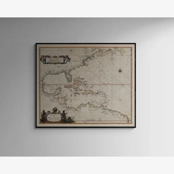 Vestindien 1675 - SKort - 60x50 cm