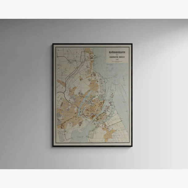 Kbenhavn 1897 - Omegnkort - 50x60 cm
