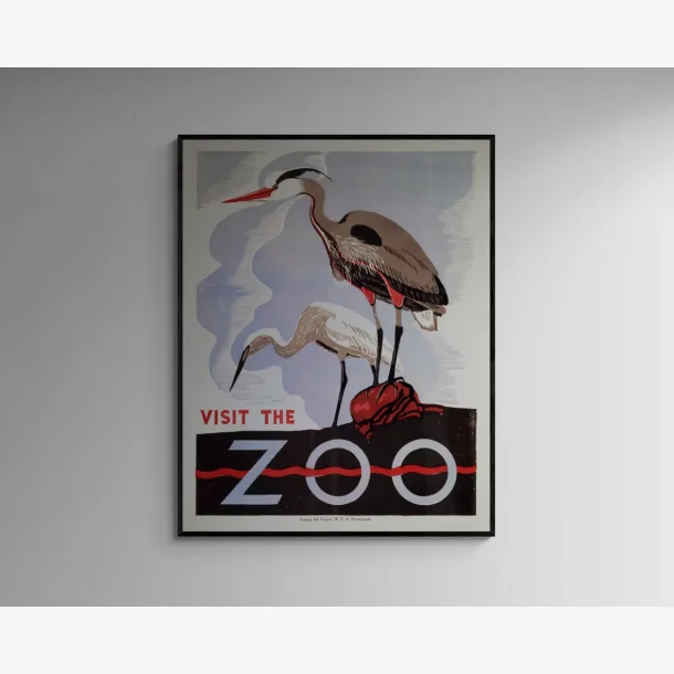Visit the Zoo 1937 - Fiskehejre Plakat - 5064 cm