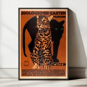 Mnchen Zoo 1912 - Panter & Leopard plakat
