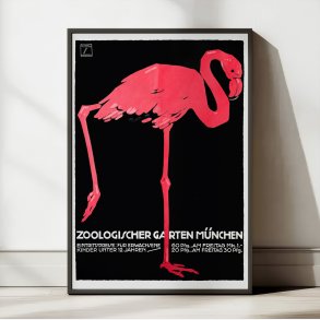 Mnchen Zoo 1920 - Flamingo Plakat