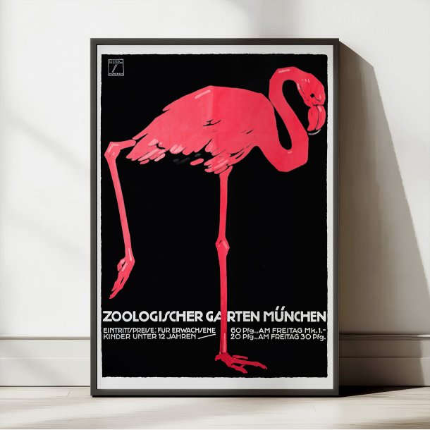 Mnchen Zoo 1920 - Flamingo Plakat