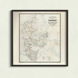 Postvsnet 1859 - Post- og Vejkort over Danmark