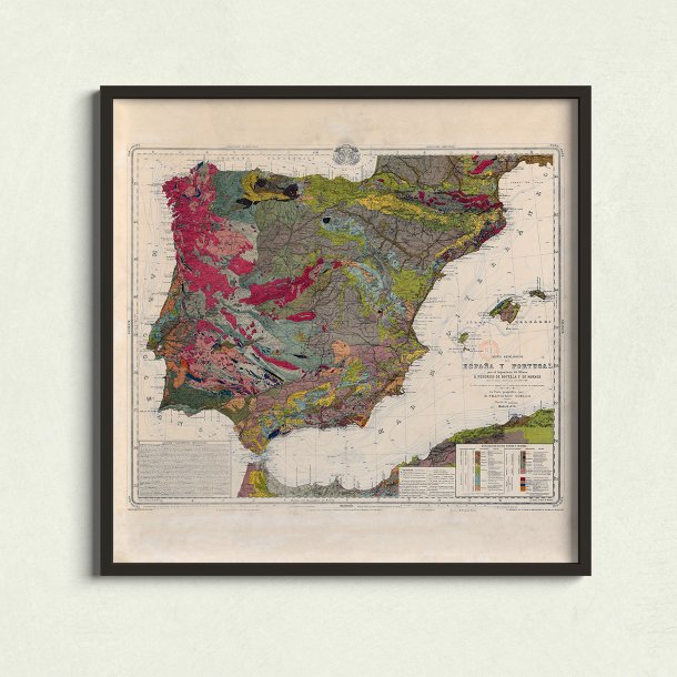 Spanien og Portugal 1879 - Geologisk kort