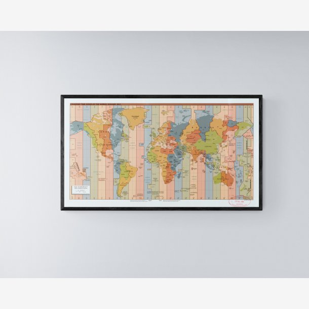 Tidszoner - Verdenskort - 9050 cm