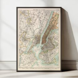New York og omegn 1880 - Bykort