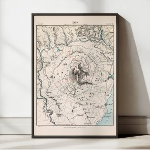 Etna Vulkan 1880 - Topografisk kort