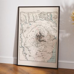 Etna Vulkan 1880 - Topografisk kort