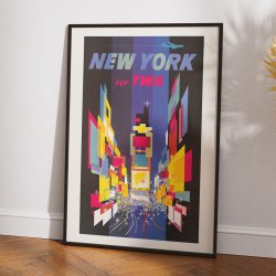 Fly TWA New York 1960 - Rejseplakat