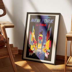 Fly TWA New York 1960 - Rejseplakat