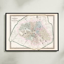 Paris Fortifications 1858 - Bykort