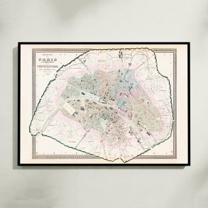 Paris Fortifications 1858 - Bykort