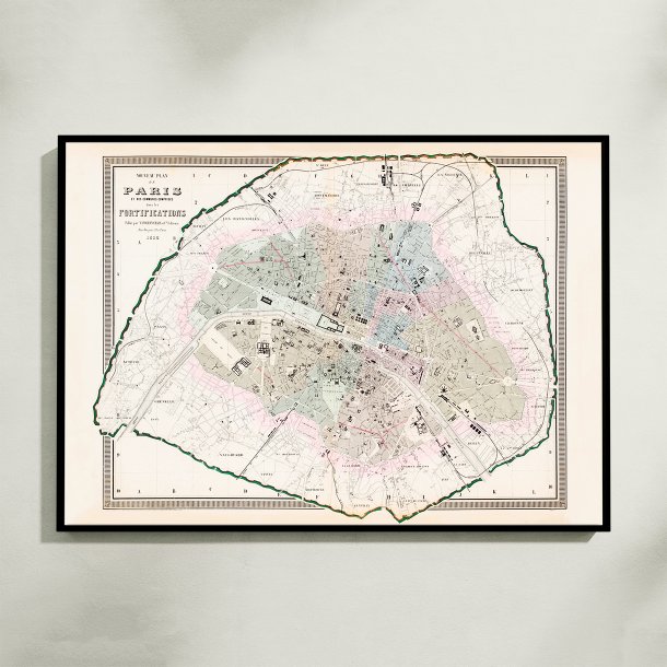 Paris Fortifications 1858 - Bykort