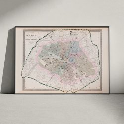 Paris Fortifications 1858 - Bykort