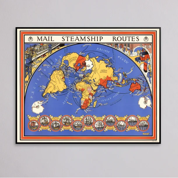 Mail Steamship Routes 1937 - Verdenskort
