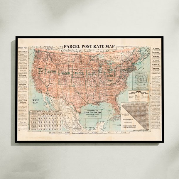 Parcel Post Rate Map 1912 - Postkort