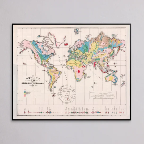 Geology of the Globe 1853 - Verdenskort