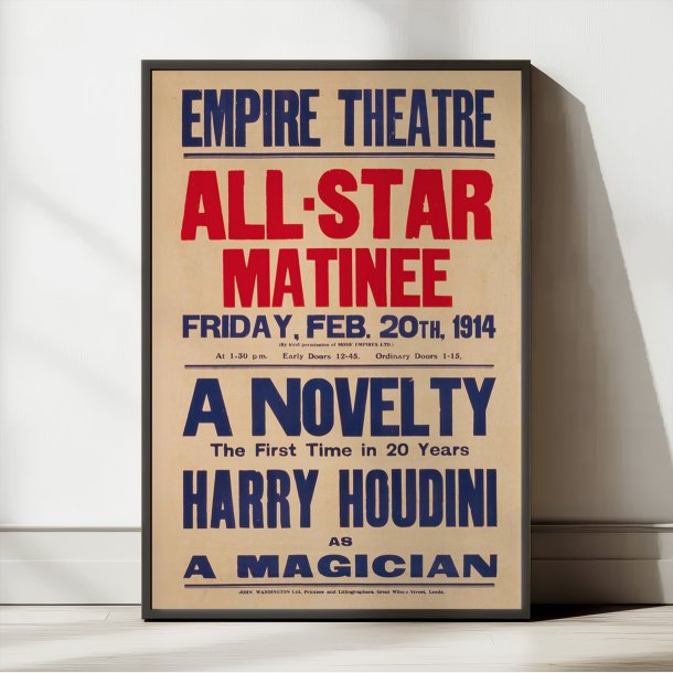 Harry Houdini 1914 - Teaterplakat