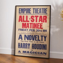 Harry Houdini 1914 - Teaterplakat