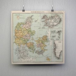 Danmark med Bilande 1894 - Historisk kort