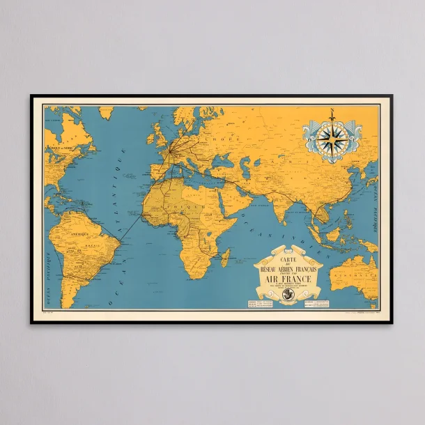 Air France Network 1938 - Luftfartskort