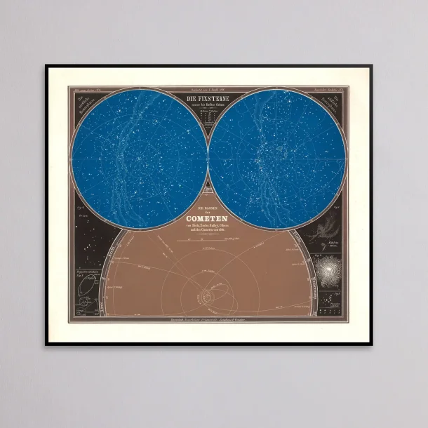 Fixstjerner &amp; Kometbaner 1860 - Celestisk kort