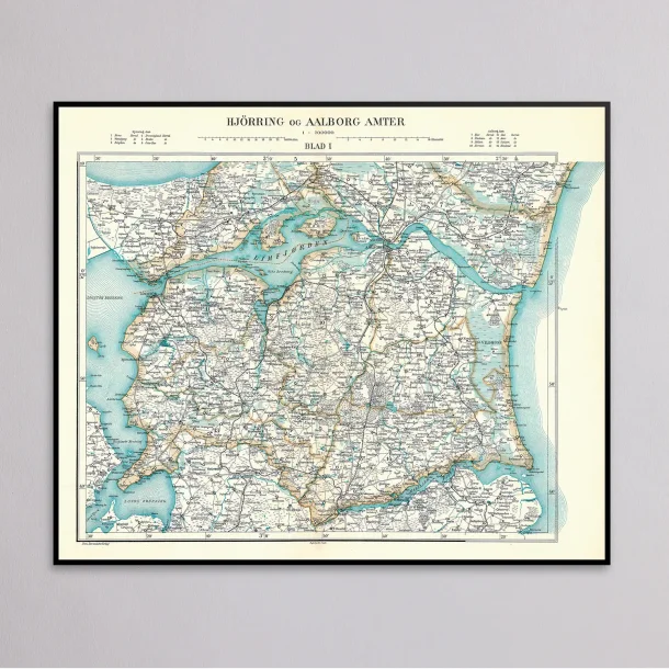 Hj�rring &amp; Aalborg Amter 1900 - Historisk kort