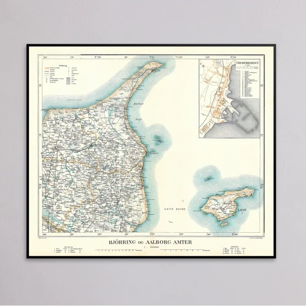 Hj�rring &amp; Aalborg Amter 1900 - Historisk kort
