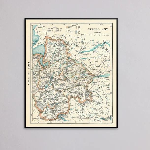 Viborg Amt 1900 - Historisk kort