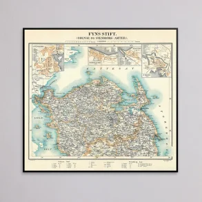 Odense Amt 1900 - Historisk amt-kort