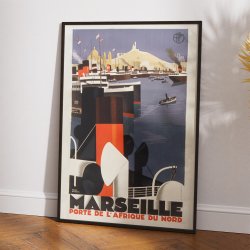 PLM Marseille, porte de l'Afrique du Nord 1929 - Rejseplakat