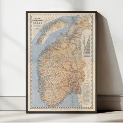 Kaart over Norge 1889 - Beyer's turistkort