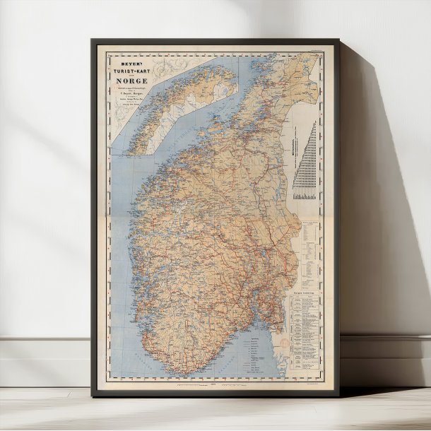 Kaart over Norge 1889 - Beyer's turistkort