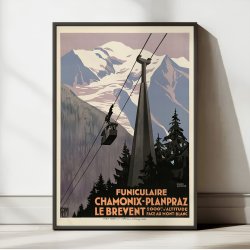 PLM Funiculaire Chamonix-Planpraz 1928 - Rejseplakat